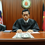 **Image Prompt 1: Money Judgment - Court Scene**

    A Malaysian courtroom scene. A judge is delivering a verdict ordering a debtor to pay a creditor. Focus on the legal documents and the expressions of relief and concern on the faces of those involved. The Malaysian Ringgit (MYR) symbol should be subtly visible, perhaps on a document. Overall, the mood is serious and legally formal.